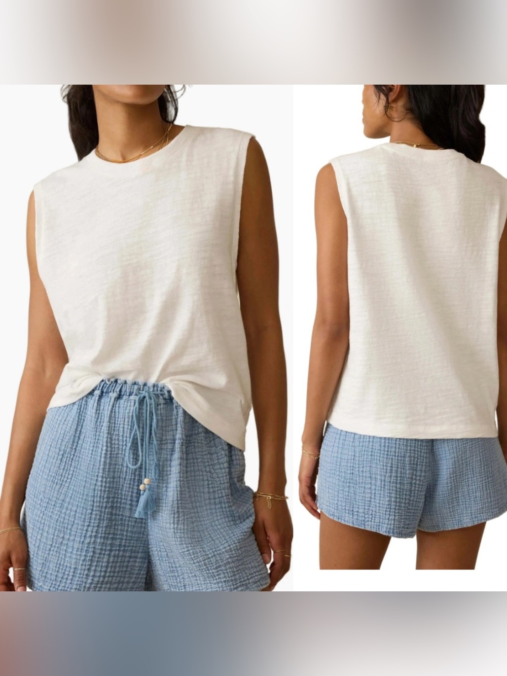 Faherty Womens Sunwashed Slub Muscle Tank Size Small Cotton White